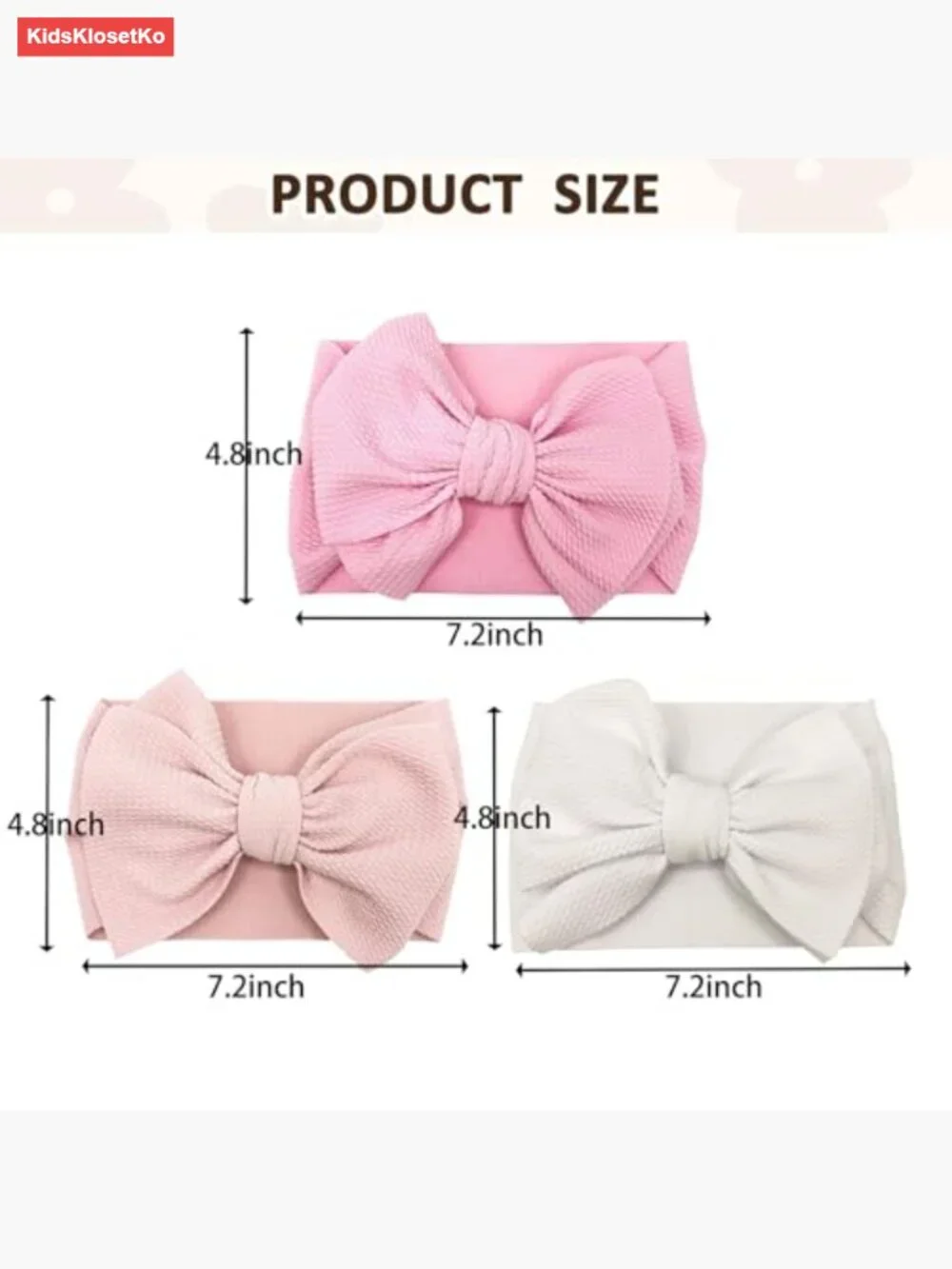 3 Pack Large Bow Elastic Headbands for Baby Girls Photo Prop Party Daily Wear